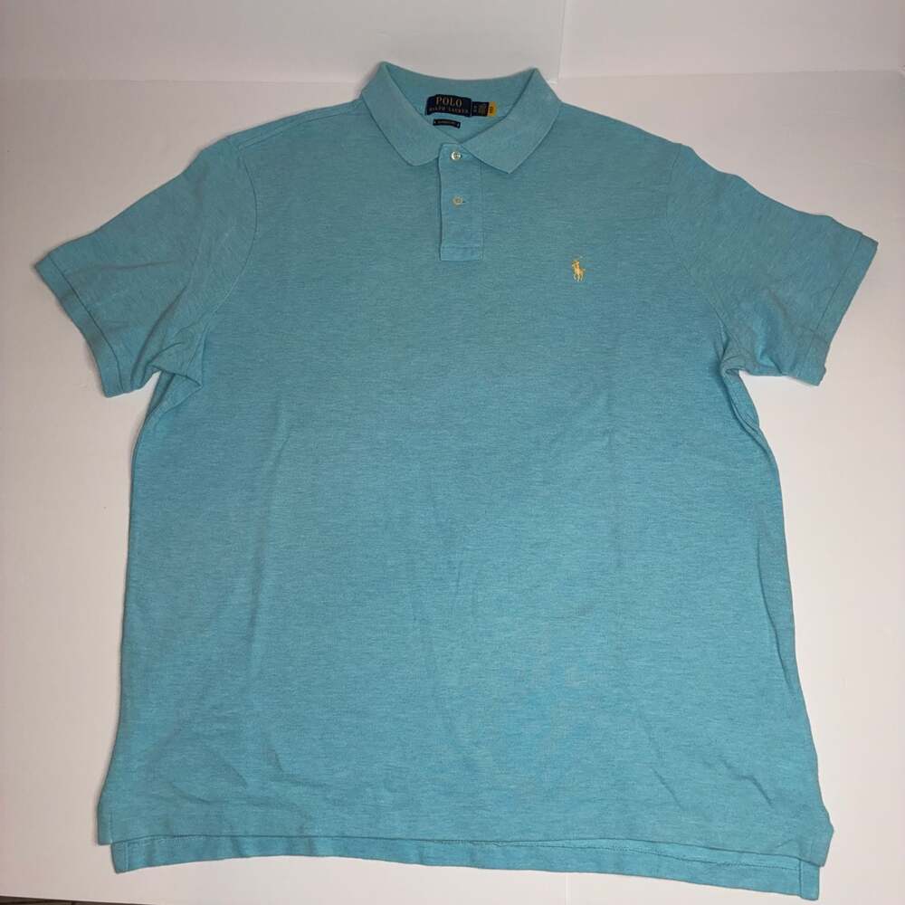 Polo Ralph Lauren Men's Classic Fit Polo Shirt Light Blue Aqua Heather XL